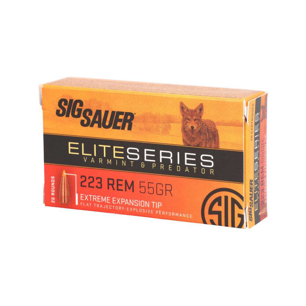 Ammunition Sig Sauer 1362 ft lbs 223Rem SIG E223V220       ELITE H V&P 223   55 GR   20/10 • Model: 1362 ft lbs